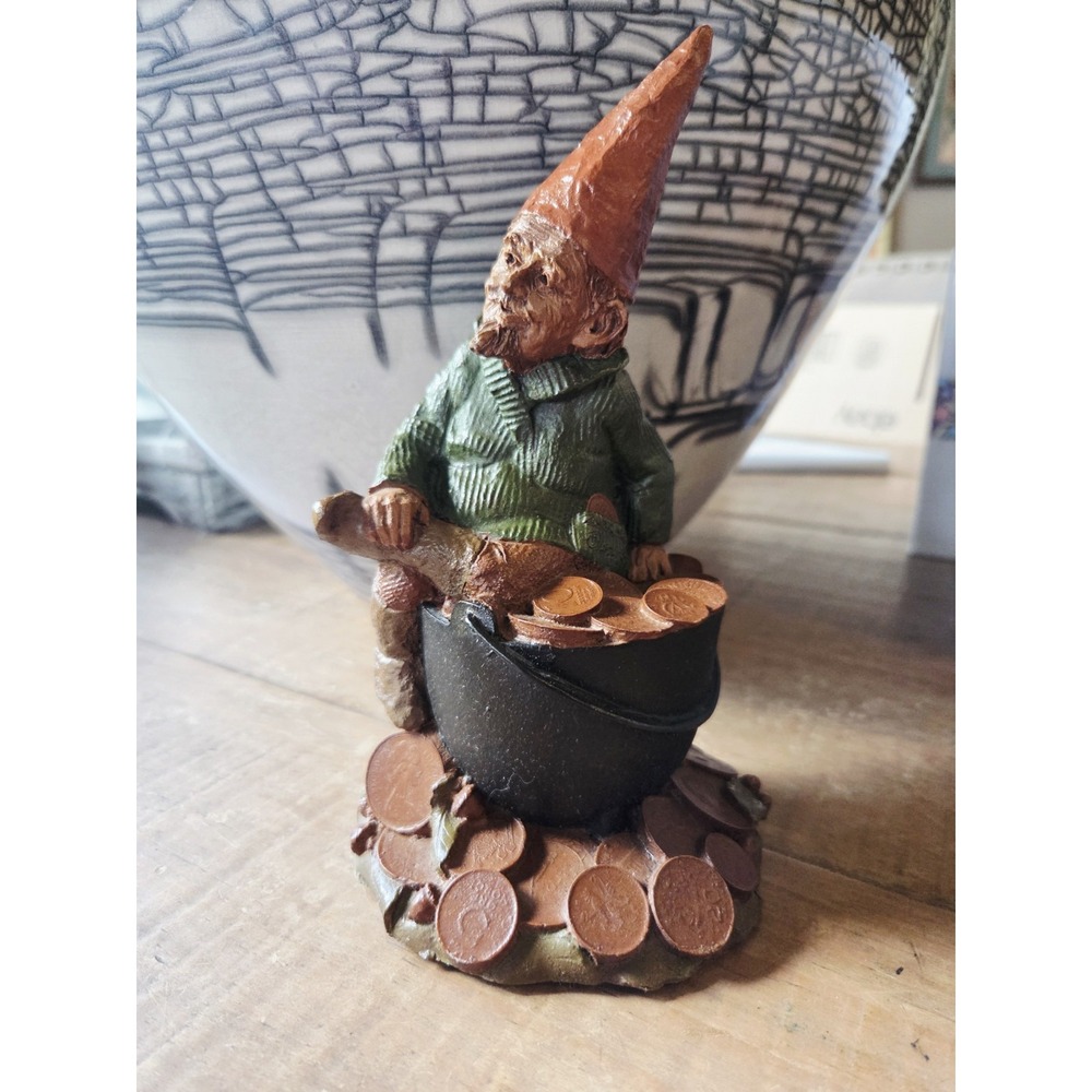 Tom Clark Gnome Statue Sculpture "Zurich" 69 #1007 Pot Pennies Gold Cottagecore